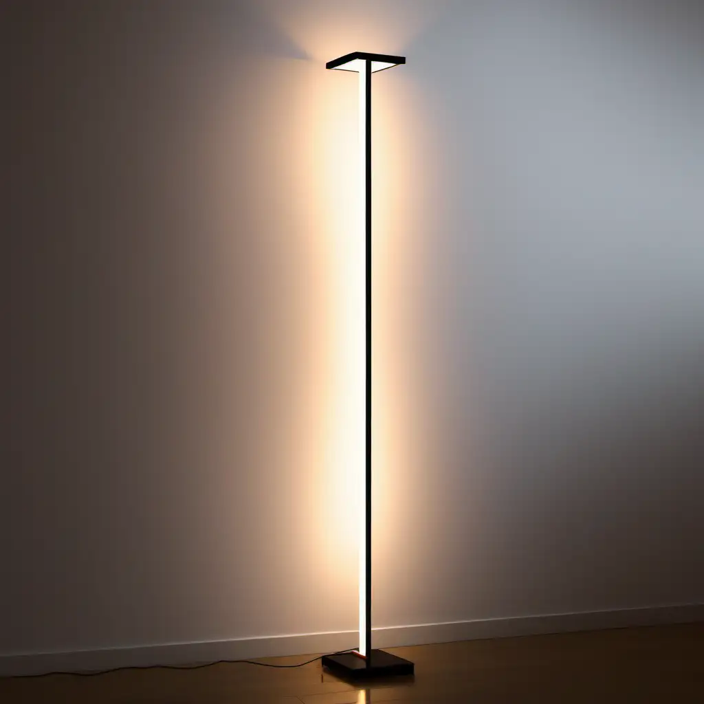 Minimal Floor Lamp with LED Light Illuminating the Space