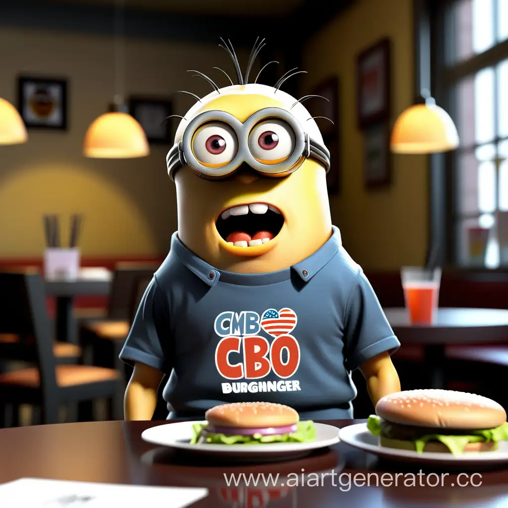 Sinister-Minion-in-CBO-TShirt-Enjoys-American-Burger