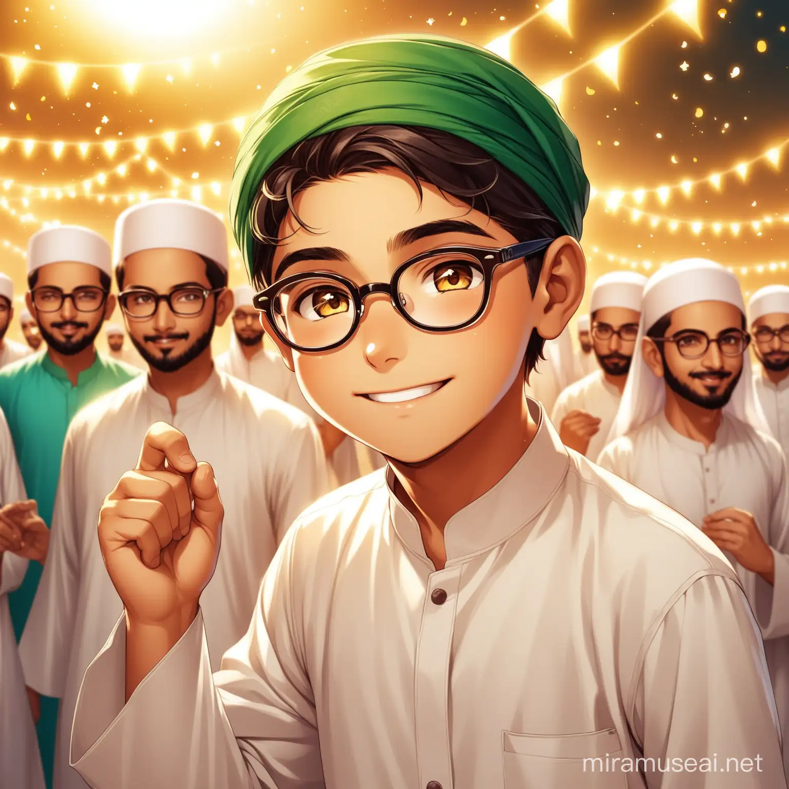 Boy Wearing Glasses Celebrating Ramzan Festival