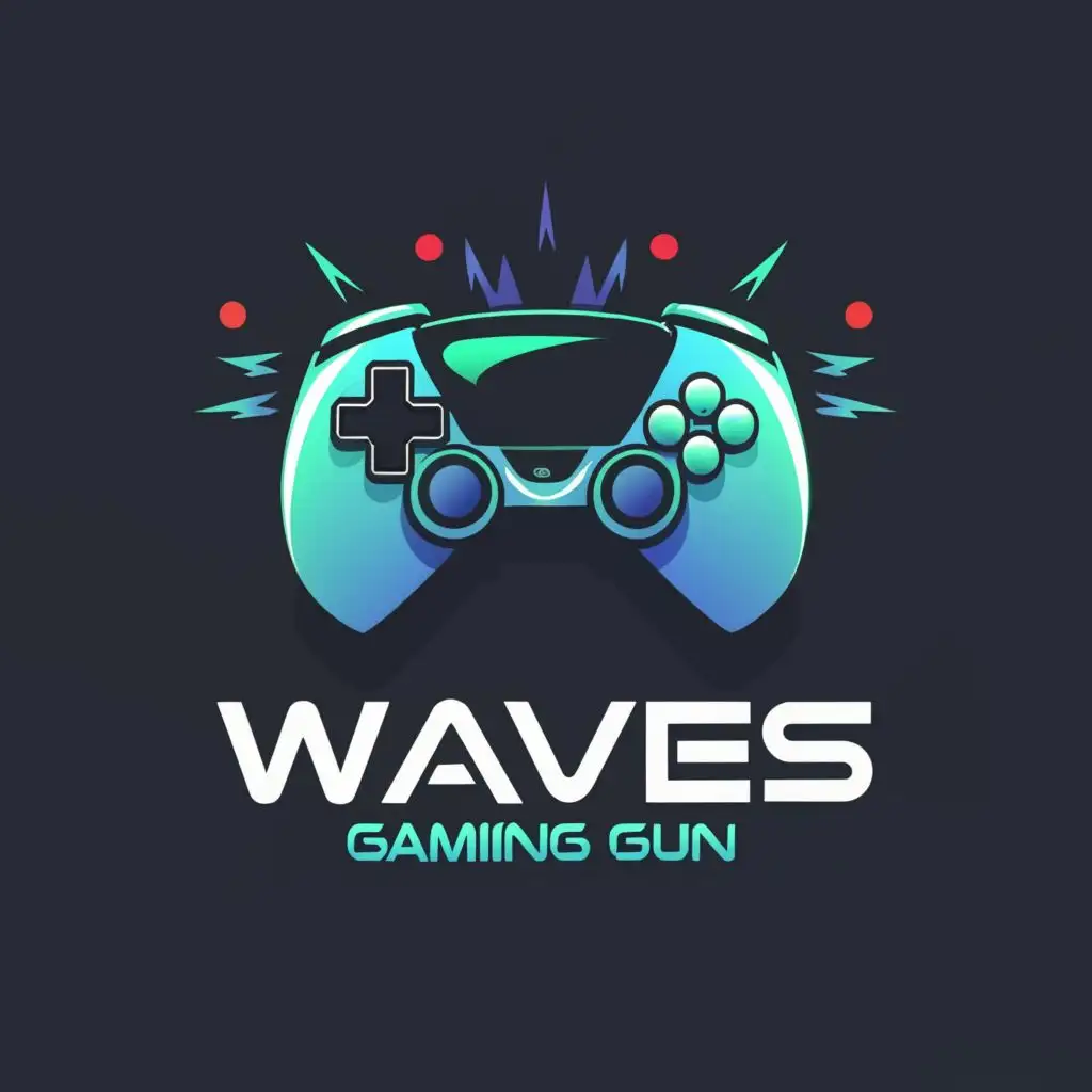 a logo design,with the text "WAVES Gaming gun", main symbol:gaming,Moderate,clear background
