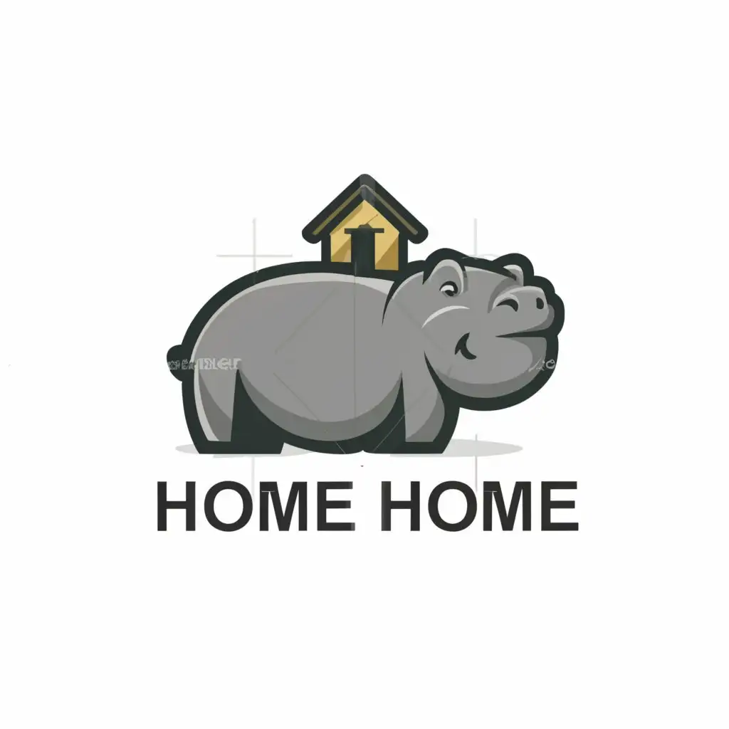 a logo design,with the text "Hippo Homes", main symbol:Hippopotamus with house roof on back,Moderate,be used in Construction industry,clear background