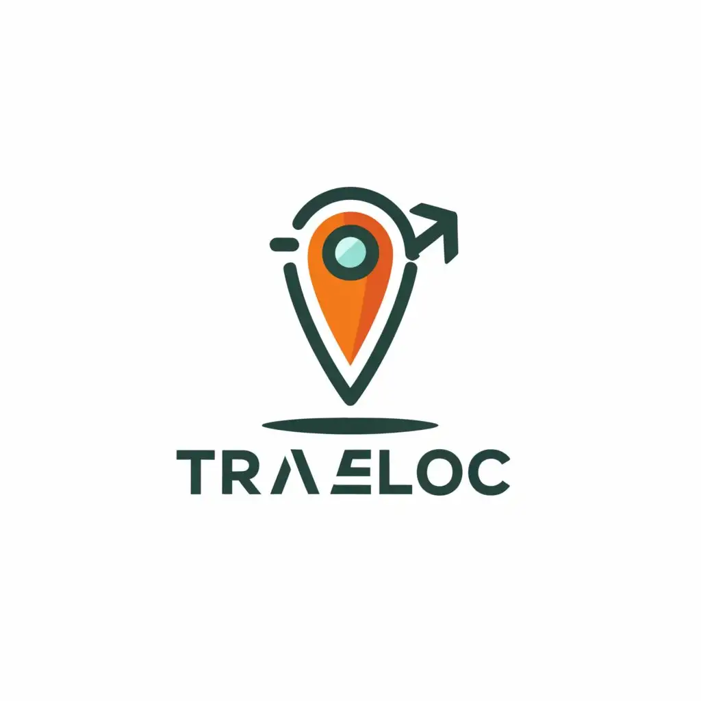 a logo design,with the text "traveloc", main symbol:plane and pin location,complex,be used in Travel industry,clear background