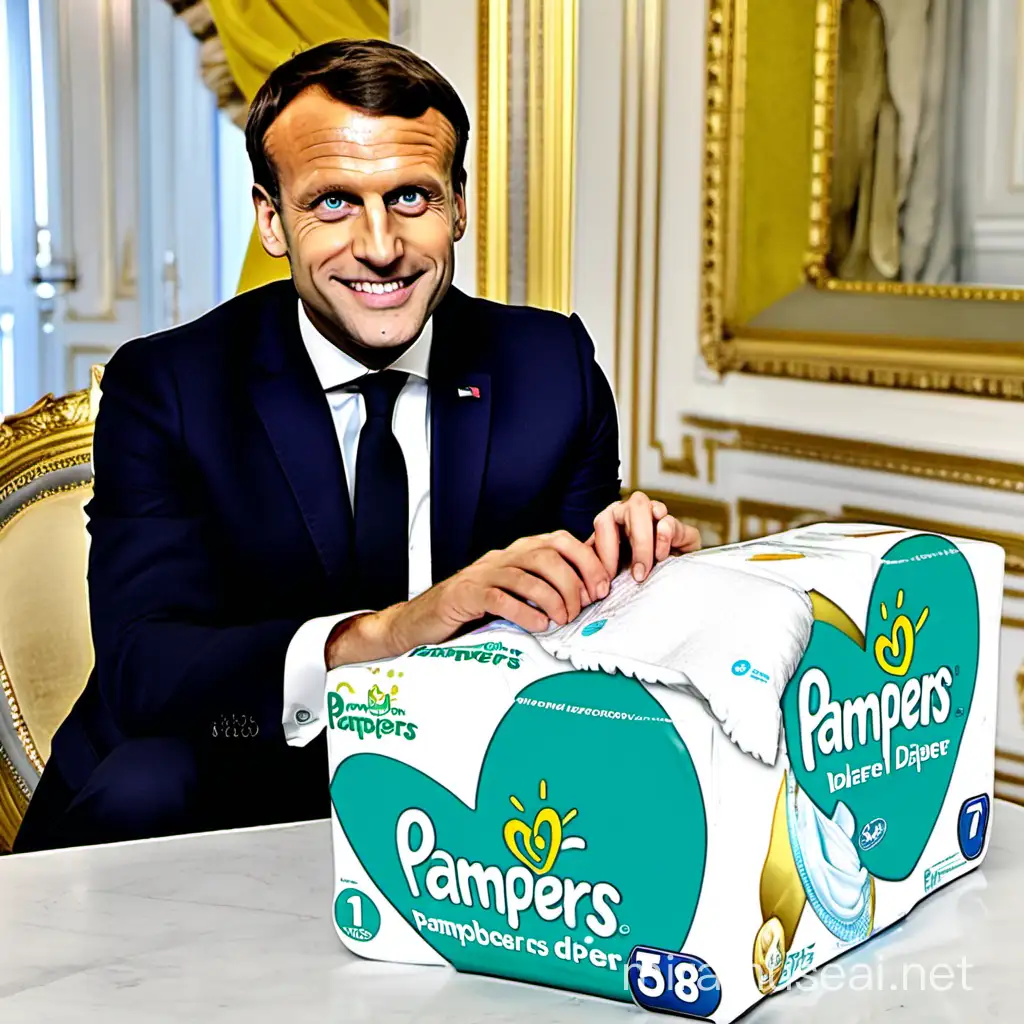 macron avec couche pampers
