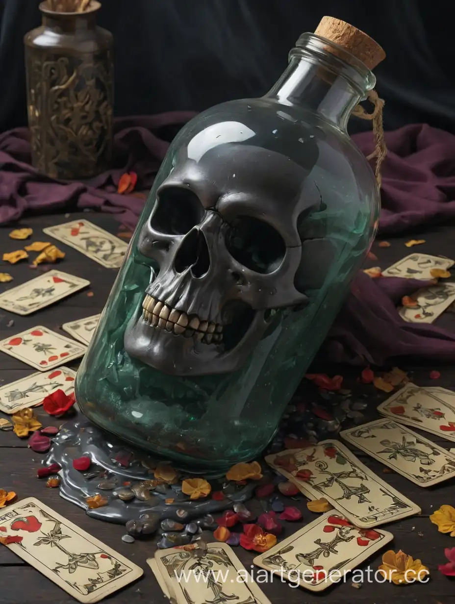Mystical-Tarot-Reading-with-Death-and-Spilled-Bottle-Illustration
