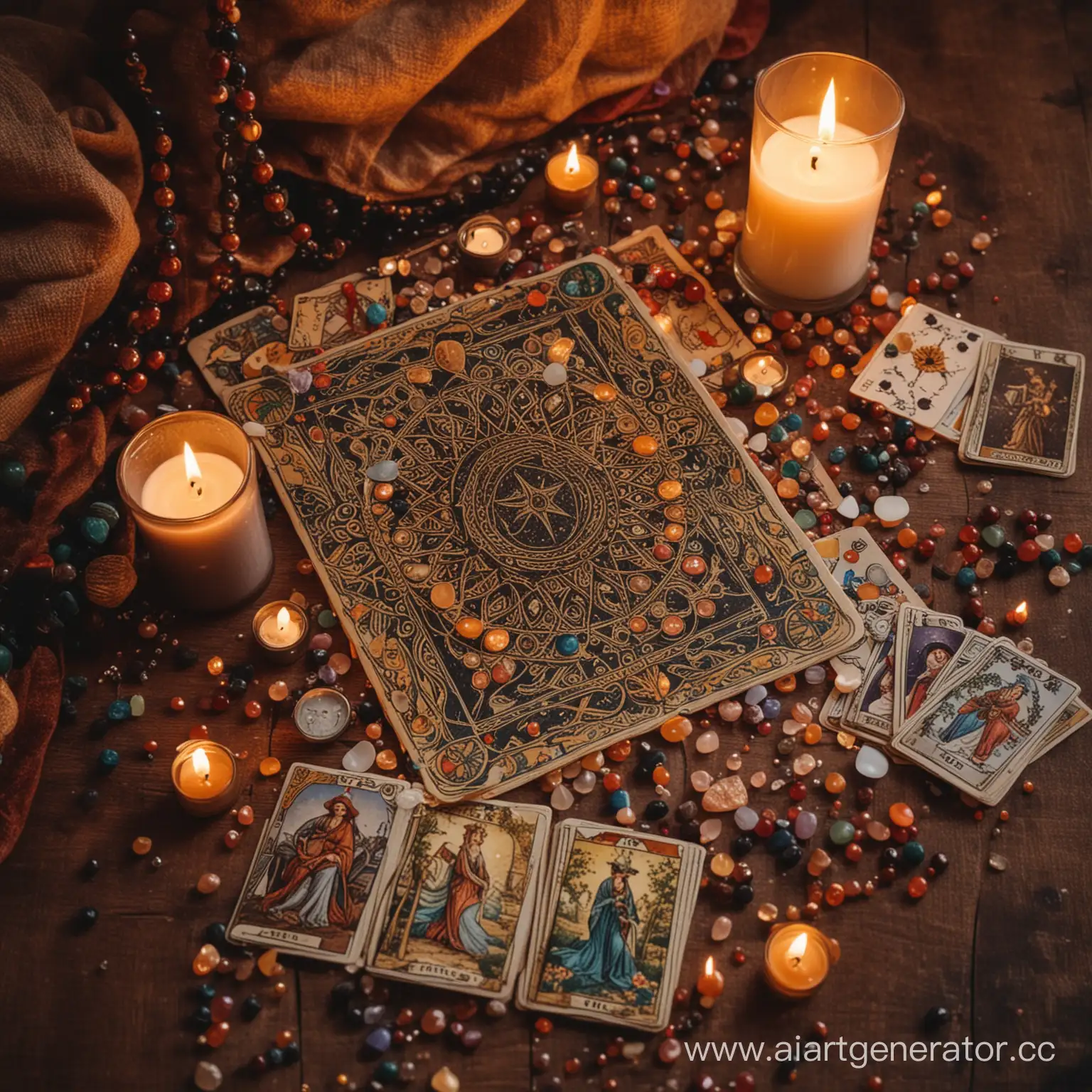 Cozy-Room-with-Tarot-Deck-and-Candle