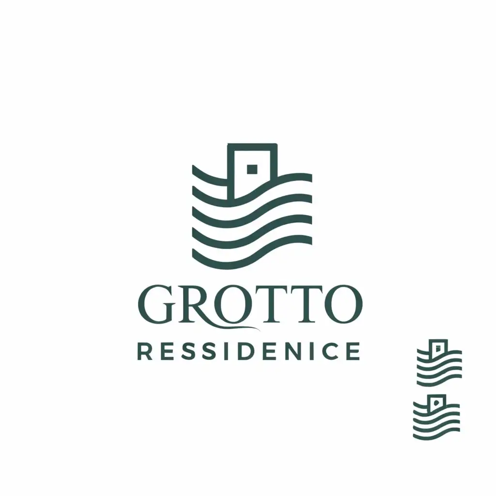 a logo design,with the text "grotto residence", main symbol:logo for vacation home in Polignano mare. the logo must be designed only with the name and containing some illustration. no icon with house. only name,Moderate,clear background