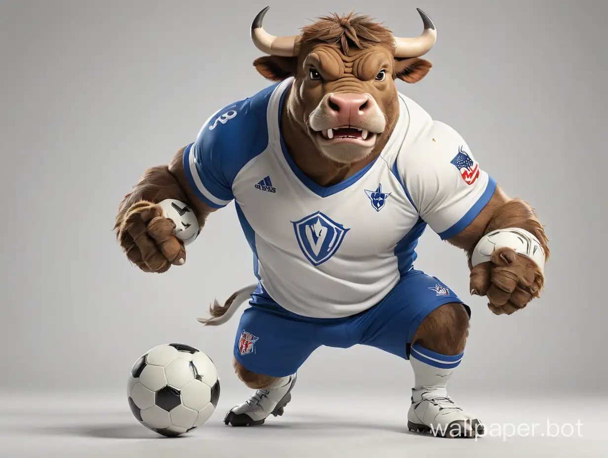 Dallas-Bull-Warrior-Soccer-Player-with-Ball-on-White-Background