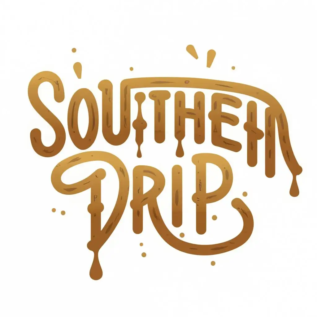 logo, The word southern and the word drip intertwine while dripping in gold color, with the text "Southern Drip", typography, be used in Retail industry