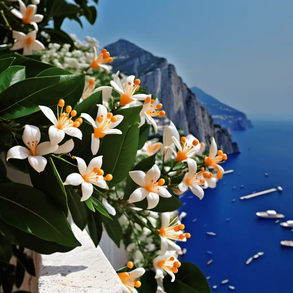 create an image neroli flowers on the coast of capri

