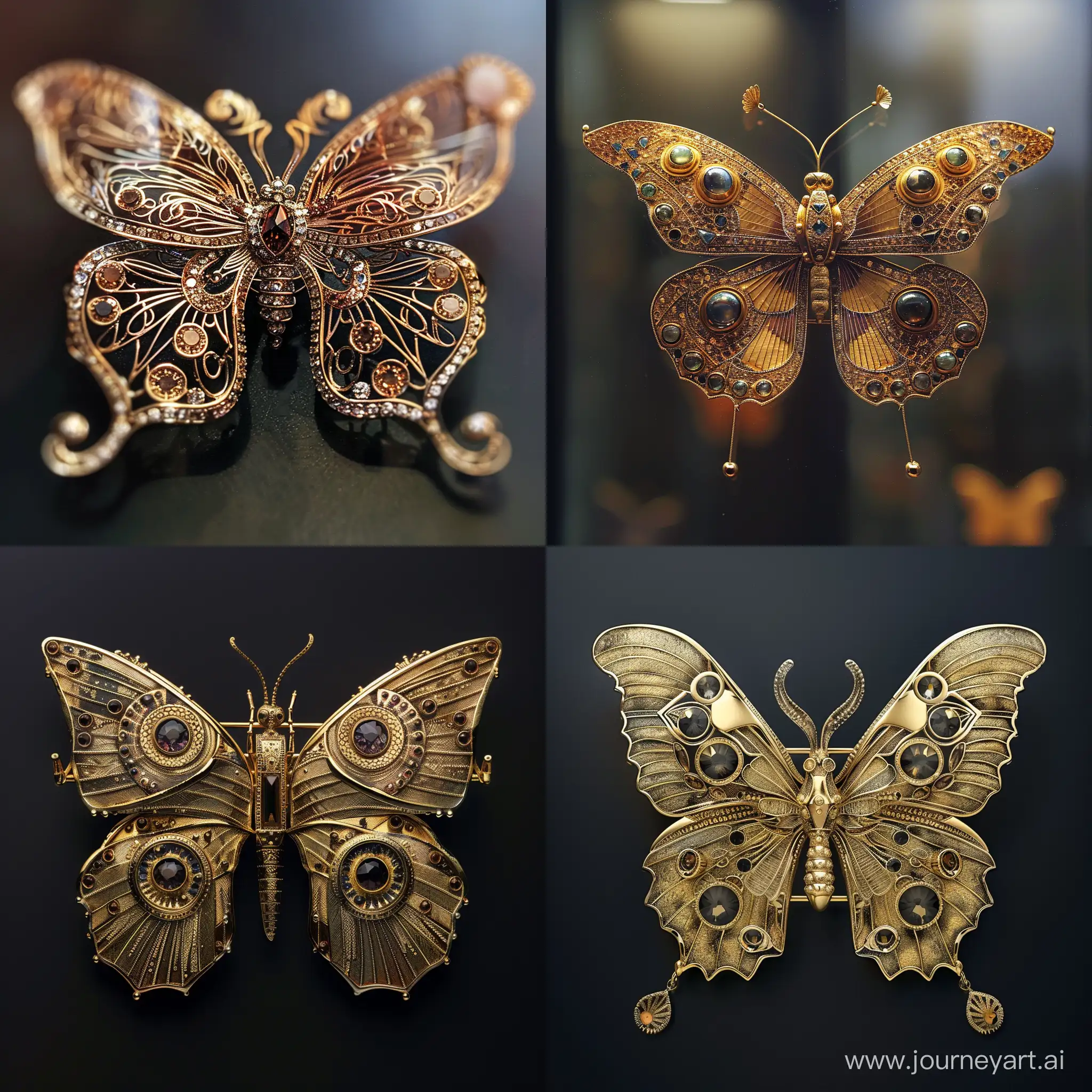 Art-Deco-Butterfly-Brooch-Exquisite-Gold-Jewelry-with-Precious-Stones