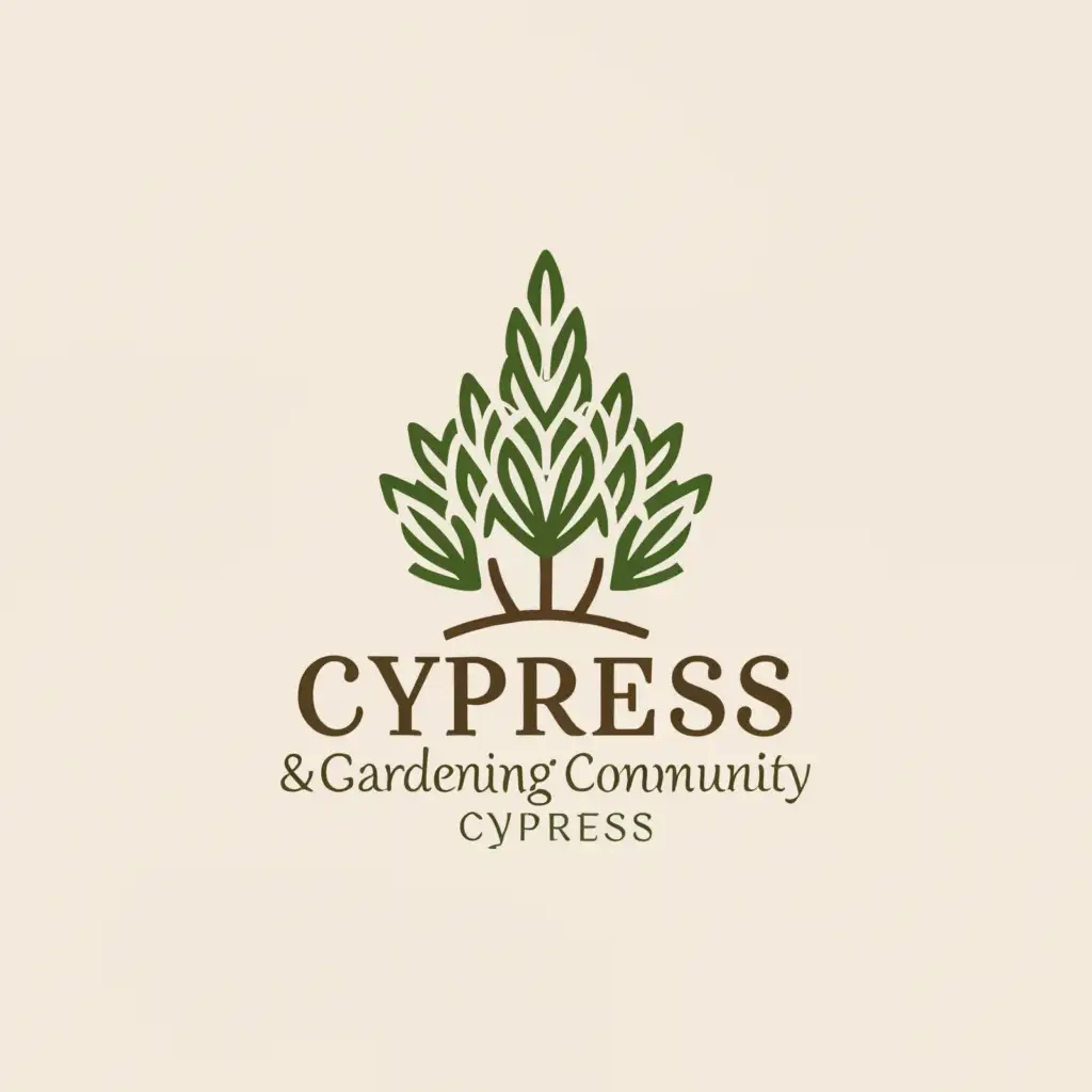 a logo design,with the text "The website of the gardening community Cypress", main symbol:Cypress,Moderate,be used in Nonprofit industry,clear background