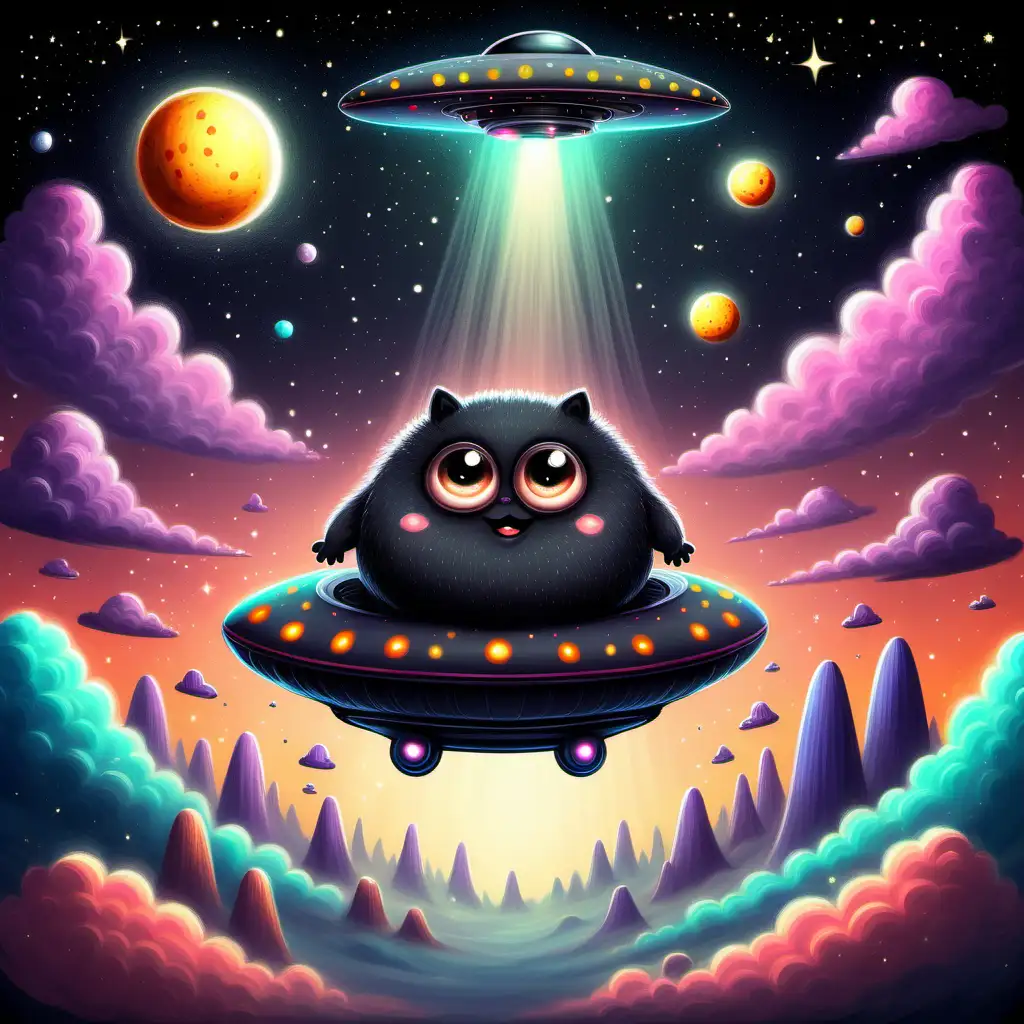 Space Cat with Planets - Enchanting Cosmic Scene, AI Art Generator