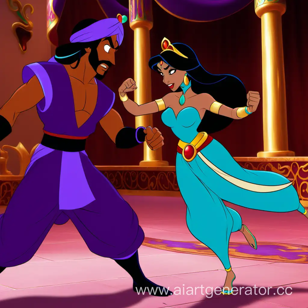 Princess Jasmine knocks out Jafar with one punch
