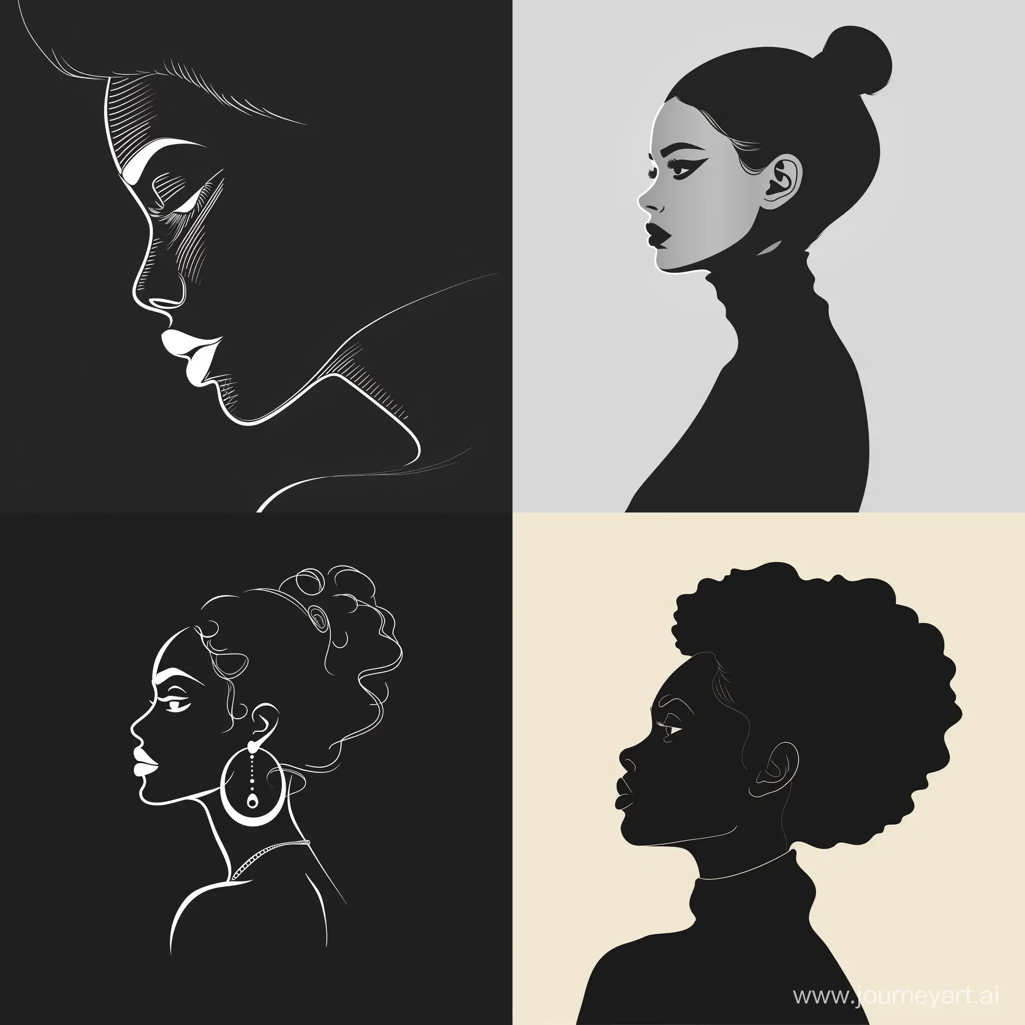 Minimalistic vector art black lady 