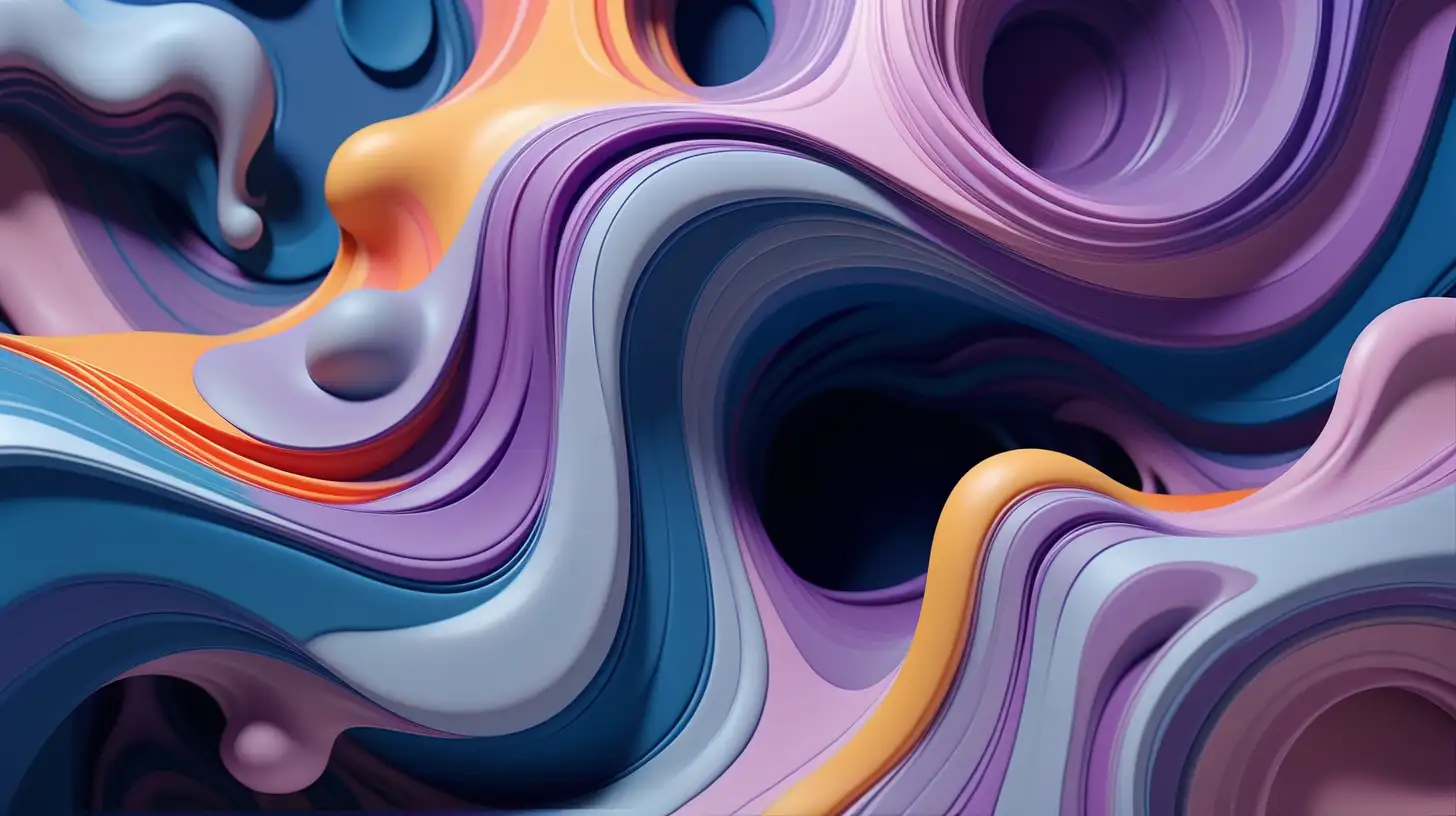 Ethereal flow of colors in a 3D animated splash, intricately filling the canvas, with a palette of deep ocean blue and soft lavender, large fluid strokes, creating a dream-like, minimalistic yet colorful scene --ar 16:9 --v 6.0