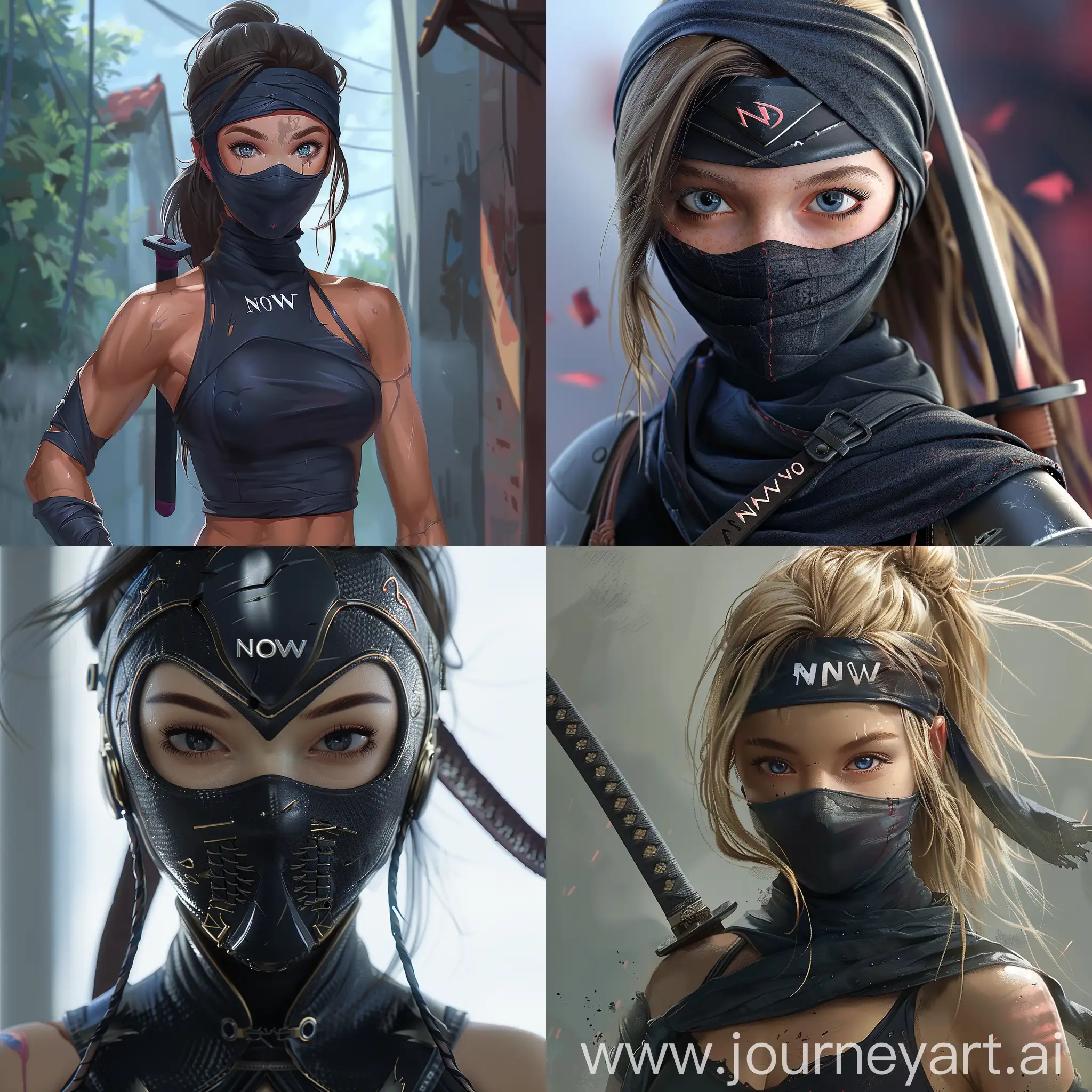 realistic , ninja girl, she is with NOVA written on it
