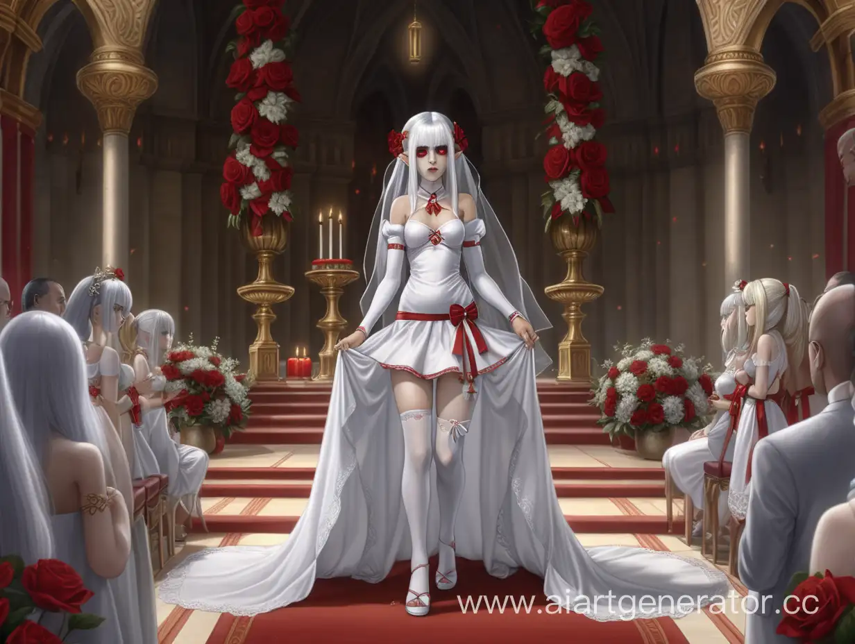 Dark-Elf-Wedding-Ceremony-Bound-Bride-in-White-Dress-and-Red-Eyes