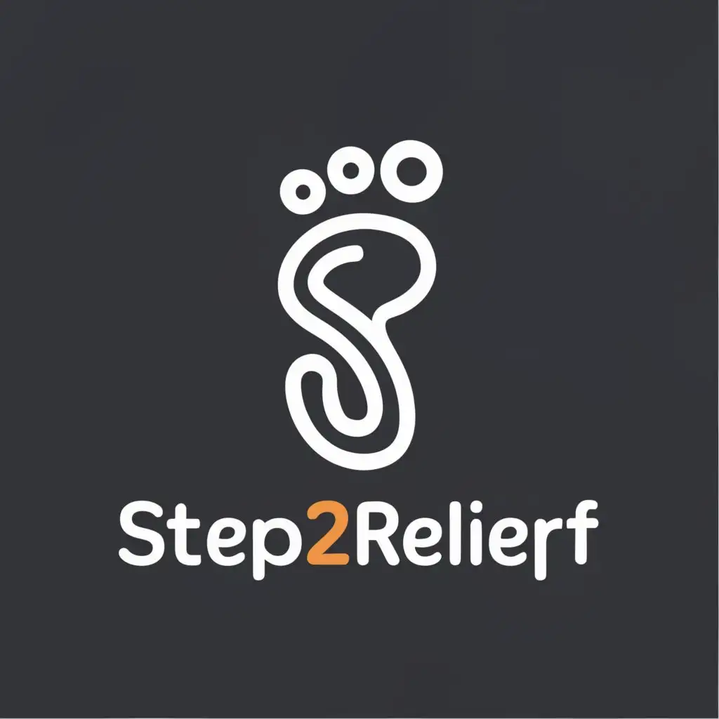 a logo design,with the text "Step2Relief", main symbol:Foot,Moderate,clear background