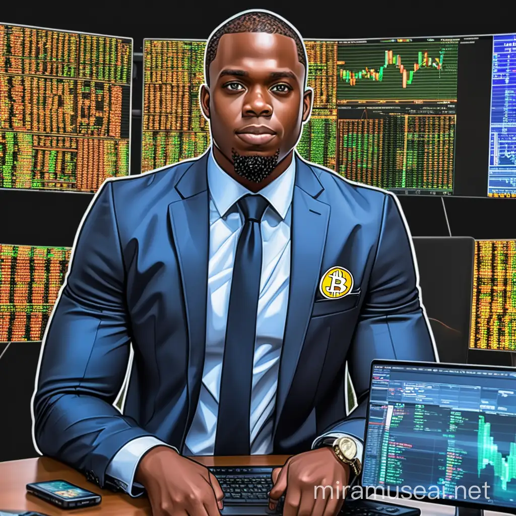 Black Crypto Trader Analyzing Market Trends