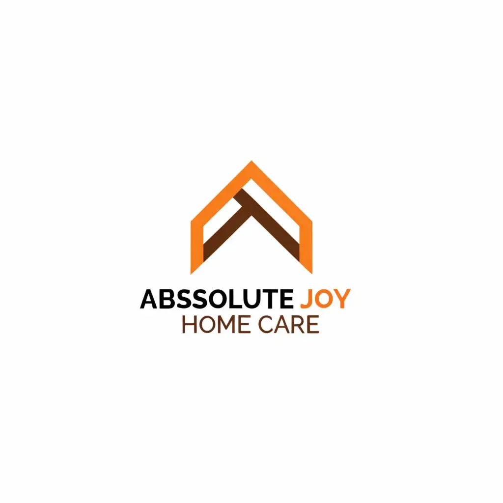 a logo design,with the text "Absolute Joy Home Care", main symbol:AJ initial with roof,Minimalistic,clear background