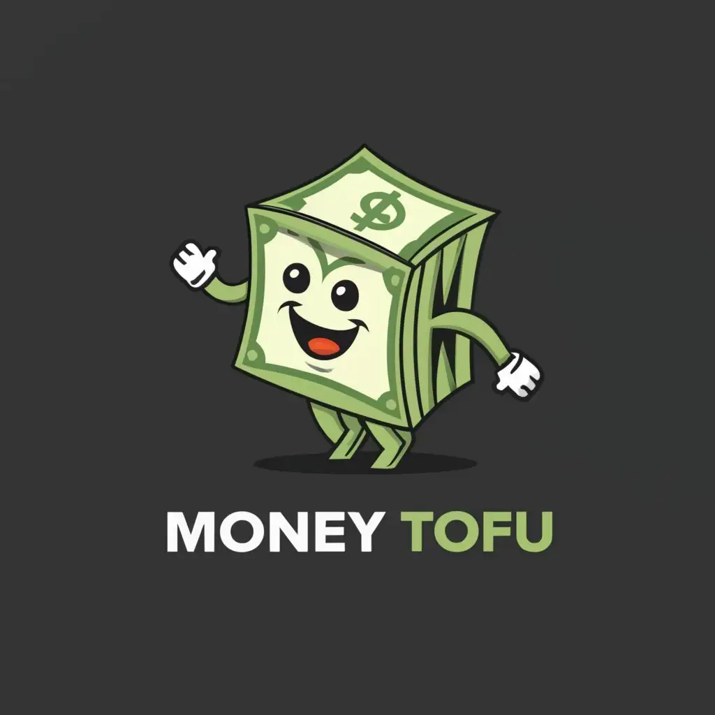 a logo design,with the text 'Money Tofu', main symbol:a cute tofu block made out of dollar bills,Moderate,be used in Finance industry,clear background