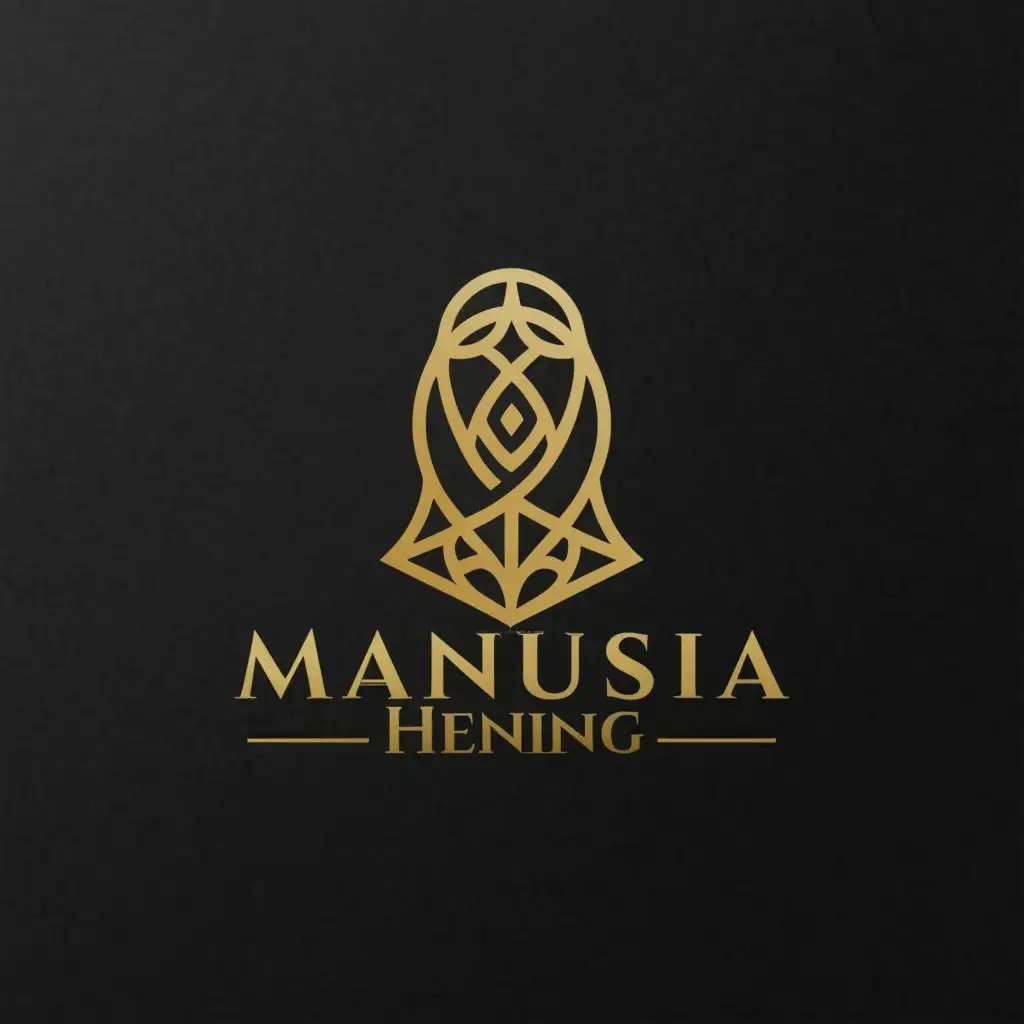 LOGO-Design-for-Manusia-Henning-Luxurious-Gold-and-Black-with-Religious-Symbols-and-Elegant-Typography