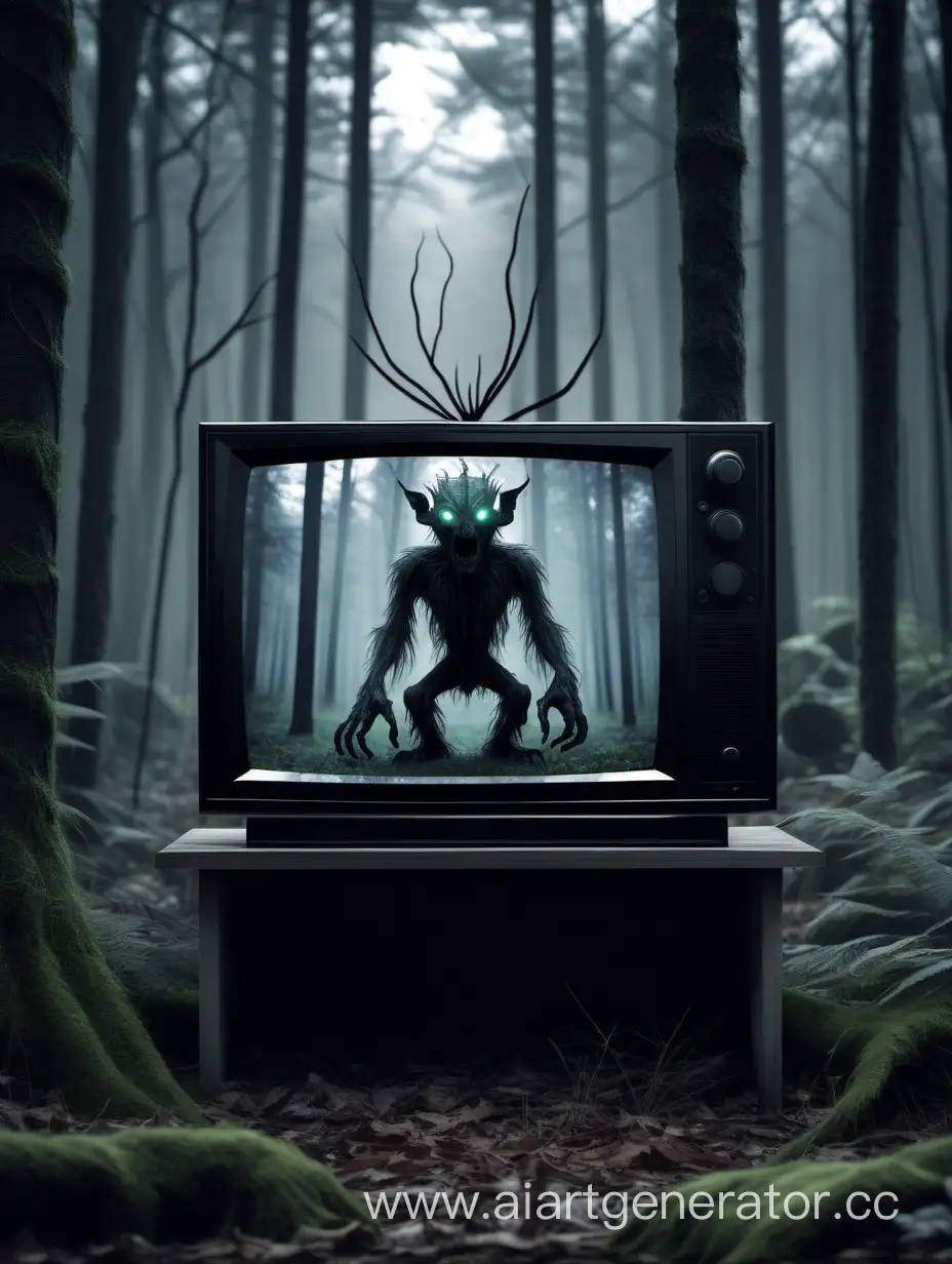 Eerie-Forest-Creatures-Gather-Around-Distorted-TV