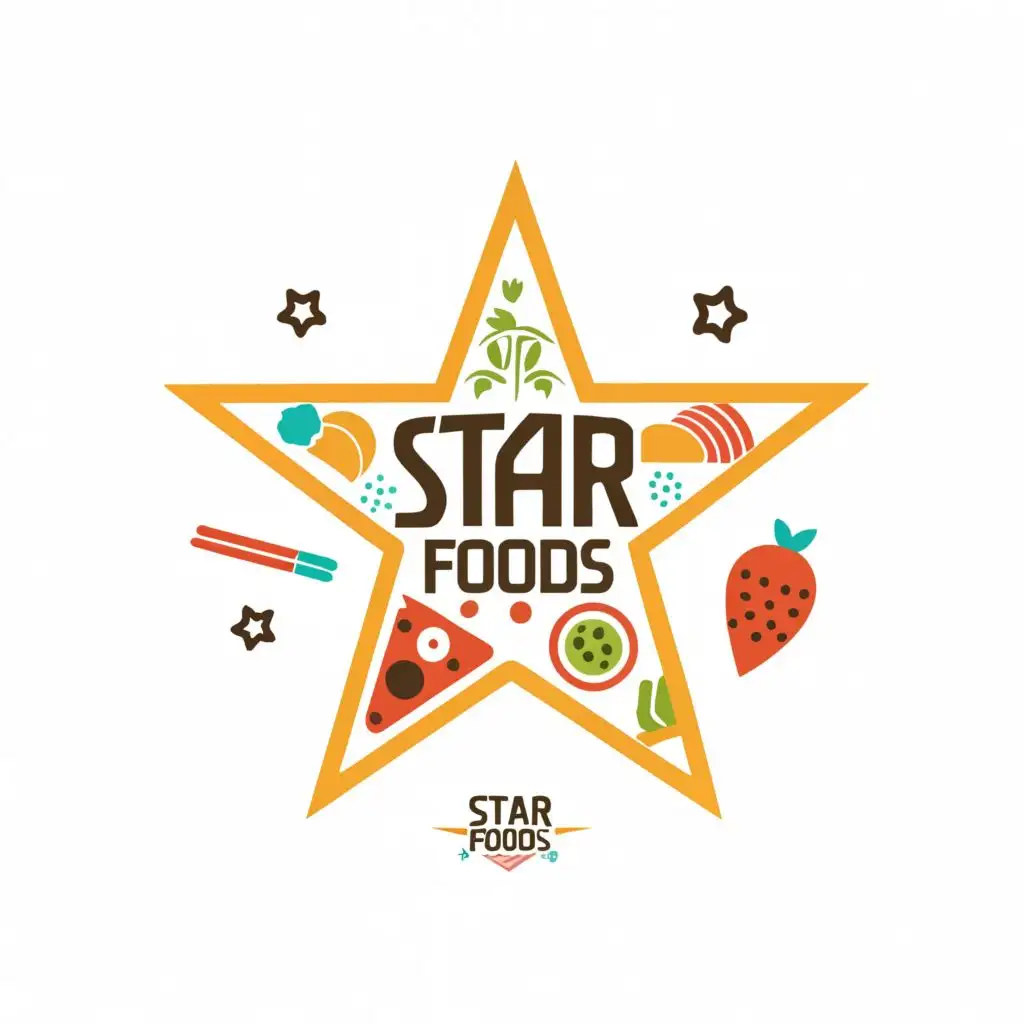 a logo design,with the text "Star Foods", main symbol:FOOD,complex,be used in Restaurant industry,clear background