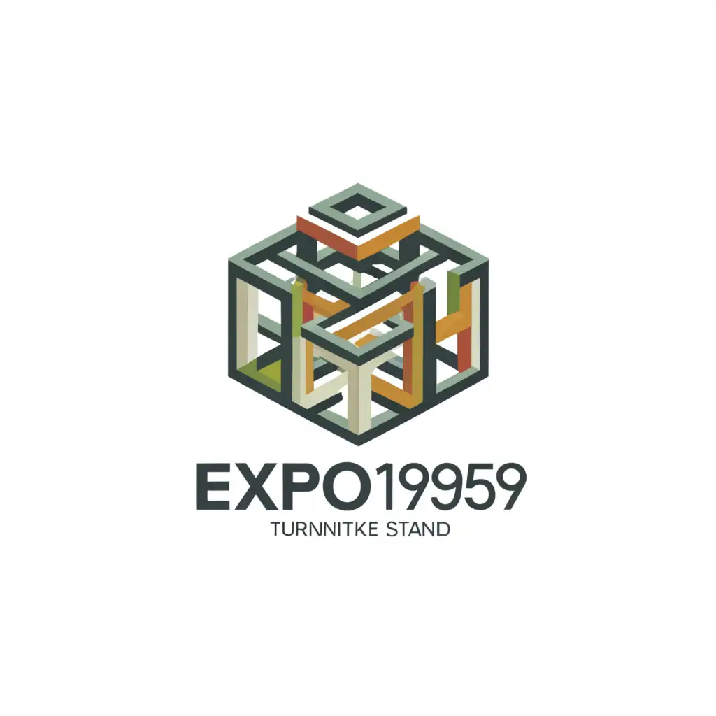 a logo design,with the text "EXPO1959", main symbol:Construction of unique turnkey exhibition stands,complex,be used in Construction industry,clear background