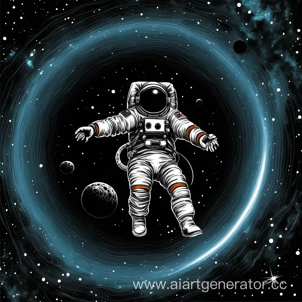 Cosmonaut-Floating-Near-Enigmatic-Black-Hole