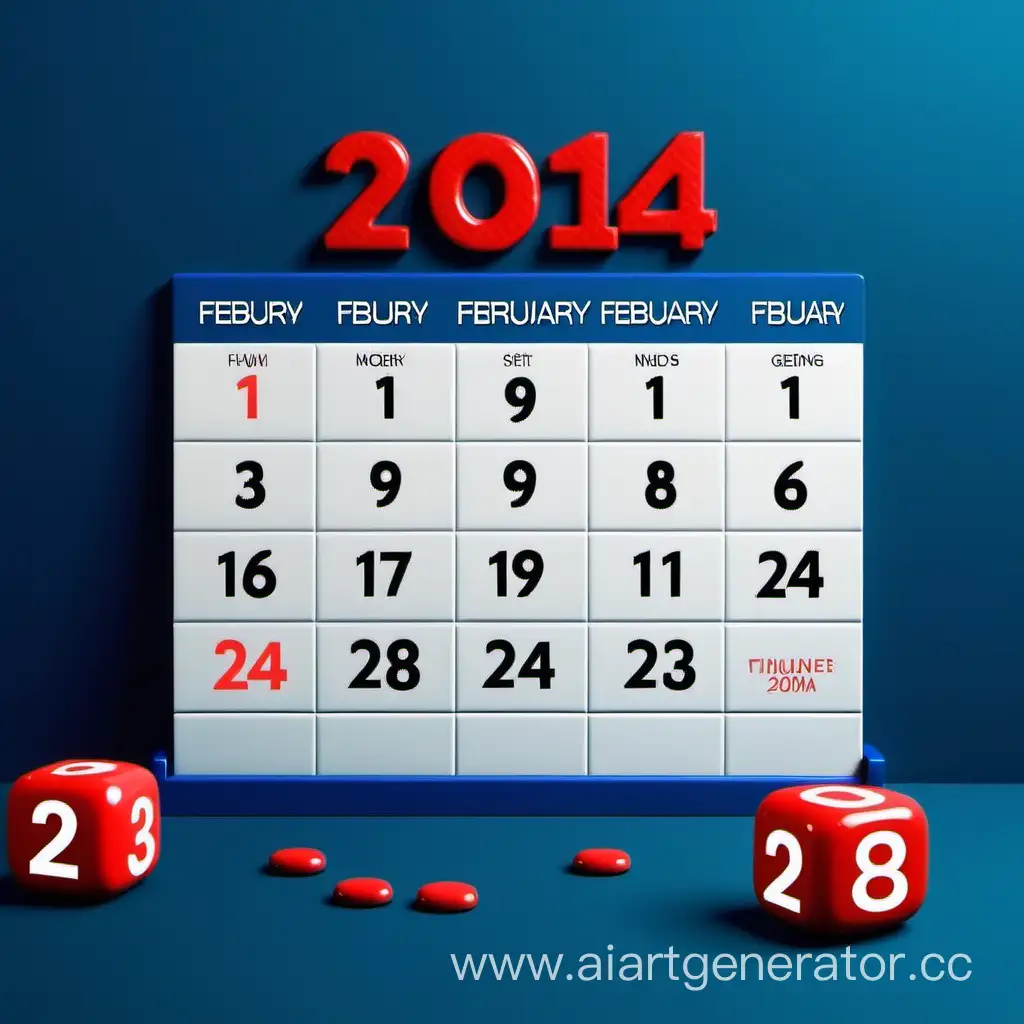 Календарь февраля 2024 года, фон в виде игровой тематики со счетчиками
