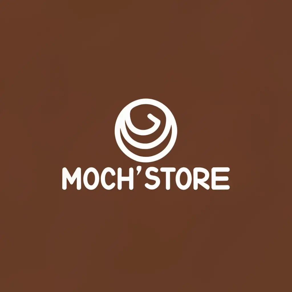 a logo design,with the text "Mochi'store", main symbol:Make me a logo simple,eegant,with Japan culture,domain brown,black,white,and red,Minimalistic,clear background
