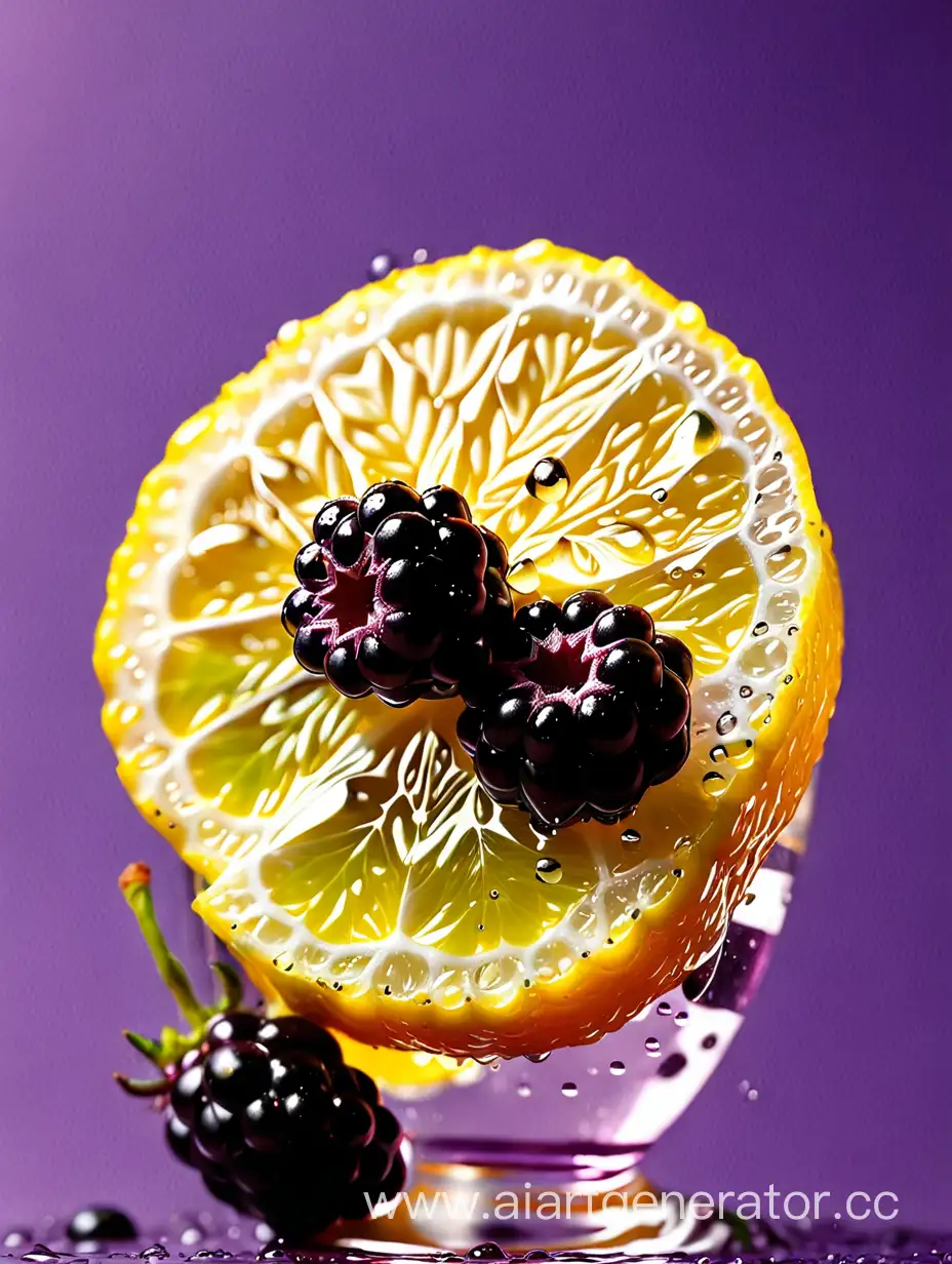 Boysenberry-with-Lemon-Slices-Refreshing-Water-Droplets-on-Vibrant-Yellow-Background