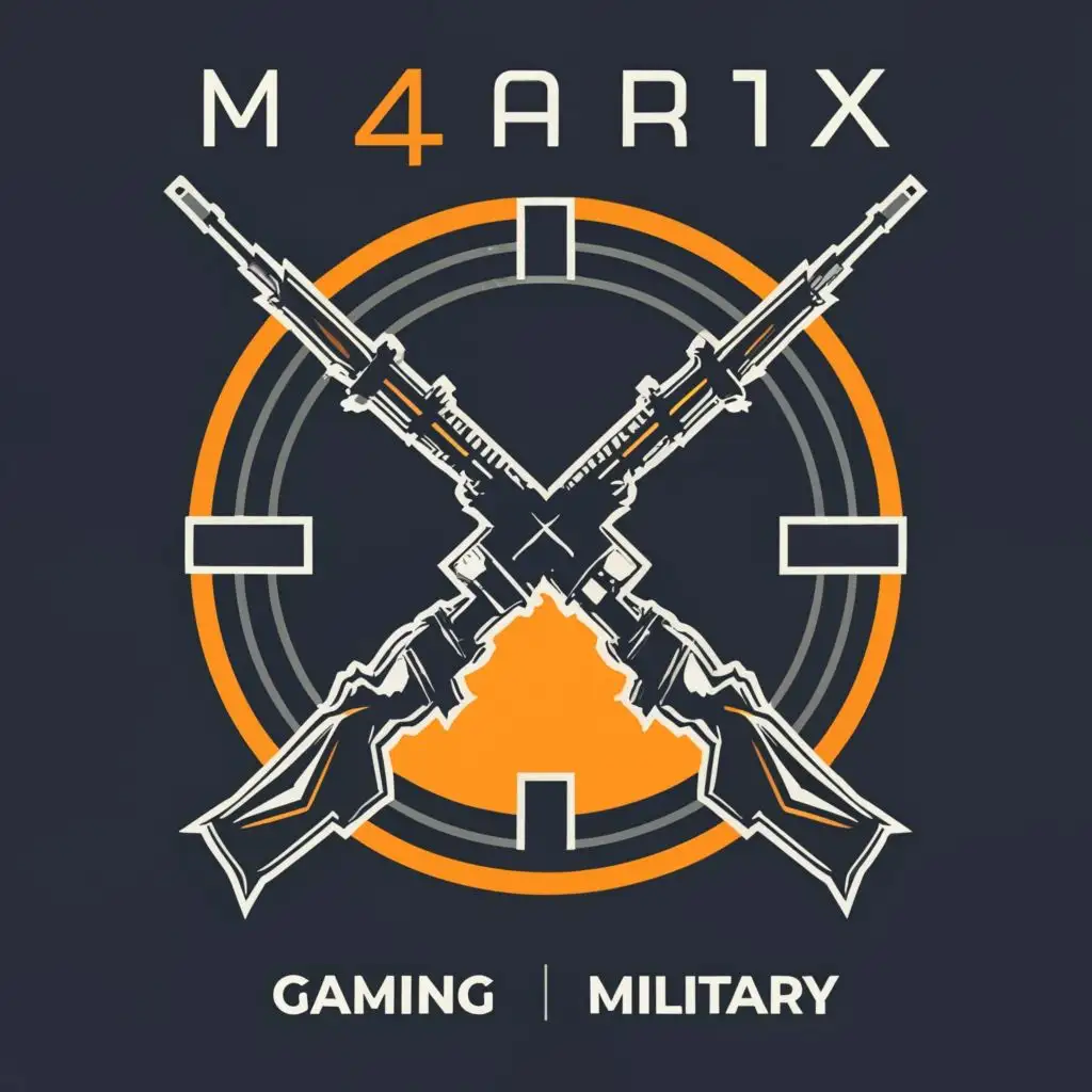 logo, crosshair, sniper, with the text "M4rT1X Gaming military", typography, be used in Entertainment industry