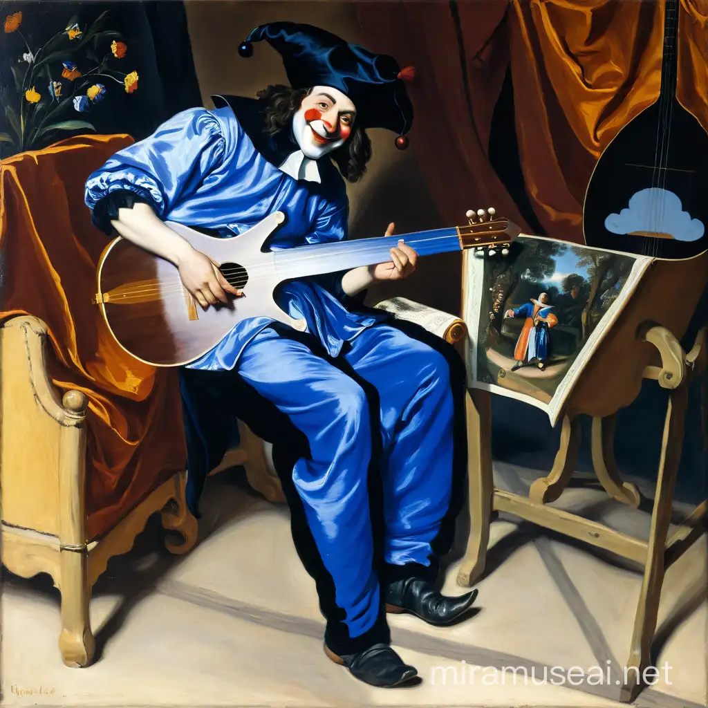 Jester Strumming Lute in Frans Hals Style