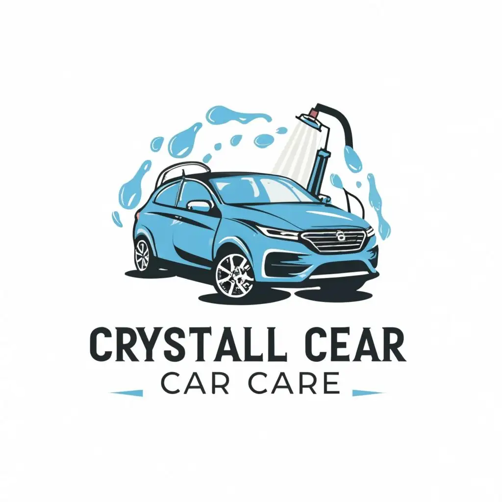LOGO-Design-for-Crystal-Clear-Car-Care-Dynamic-Car-Wash-Typography