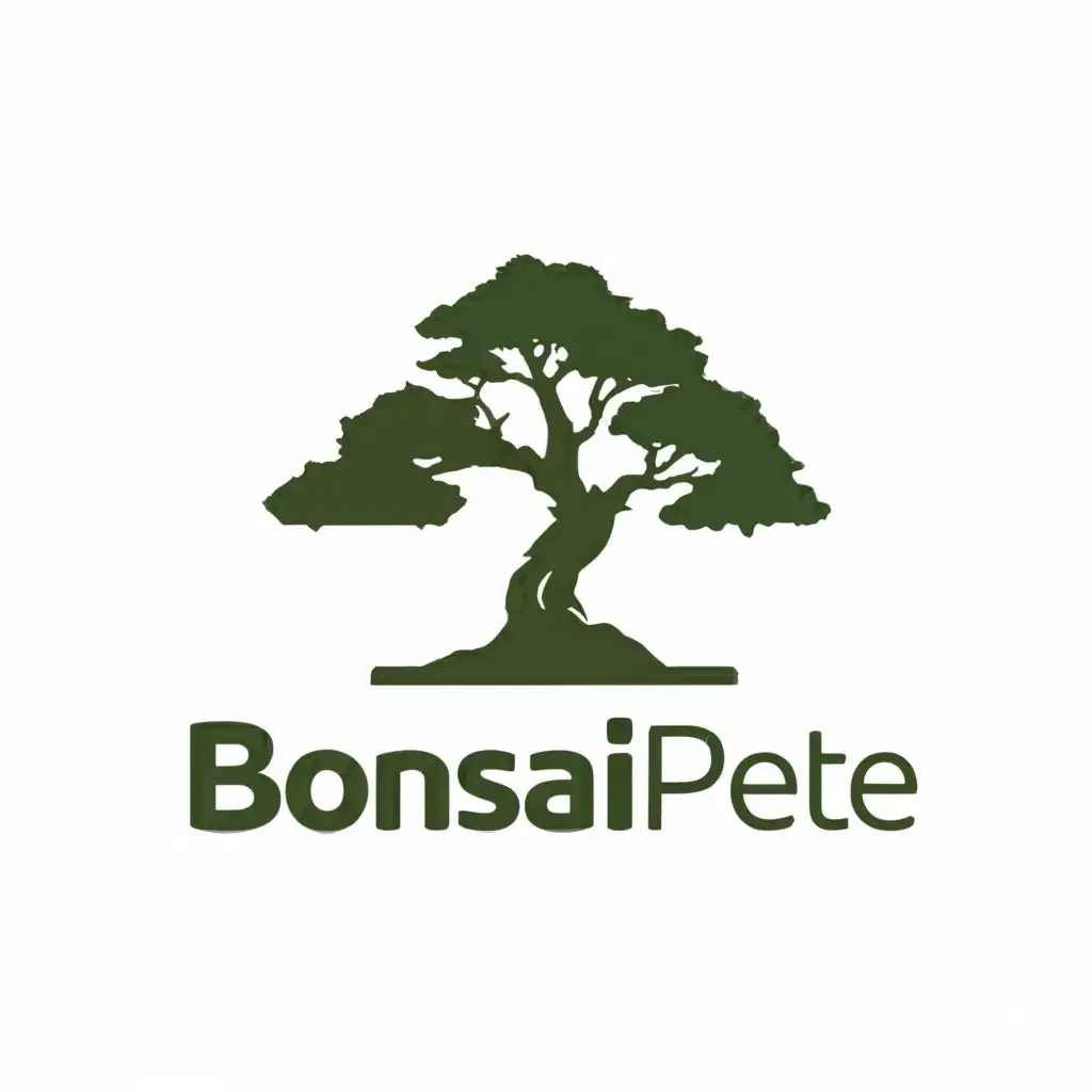 logo, Bonsai, with the text "Bonsai-Pete", typography