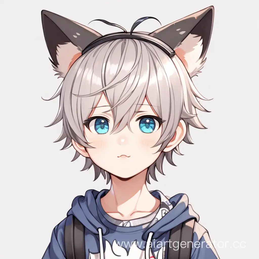  cute little boy with cat ears. Anime