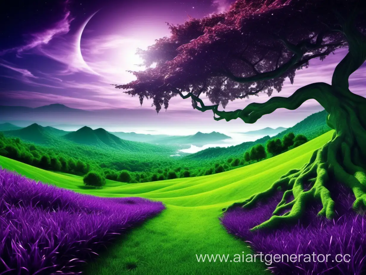 Enchanting-Green-and-Purple-Fantasy-Landscape-with-Unique-Nature
