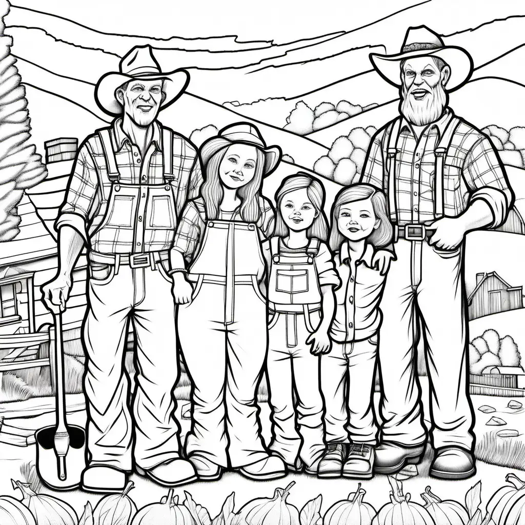 Charming Hillbilly Family Coloring Page