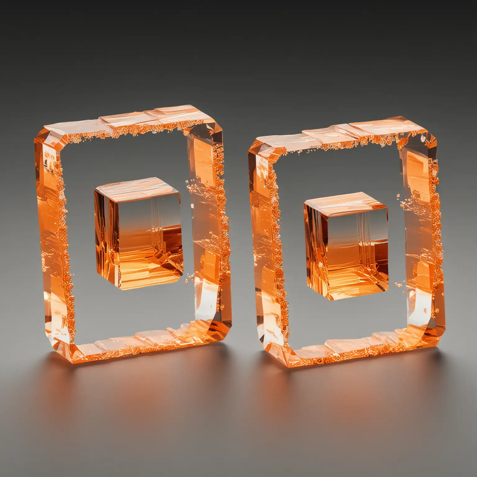Orange Squares Crystal Splitting with Geometric Patterns
