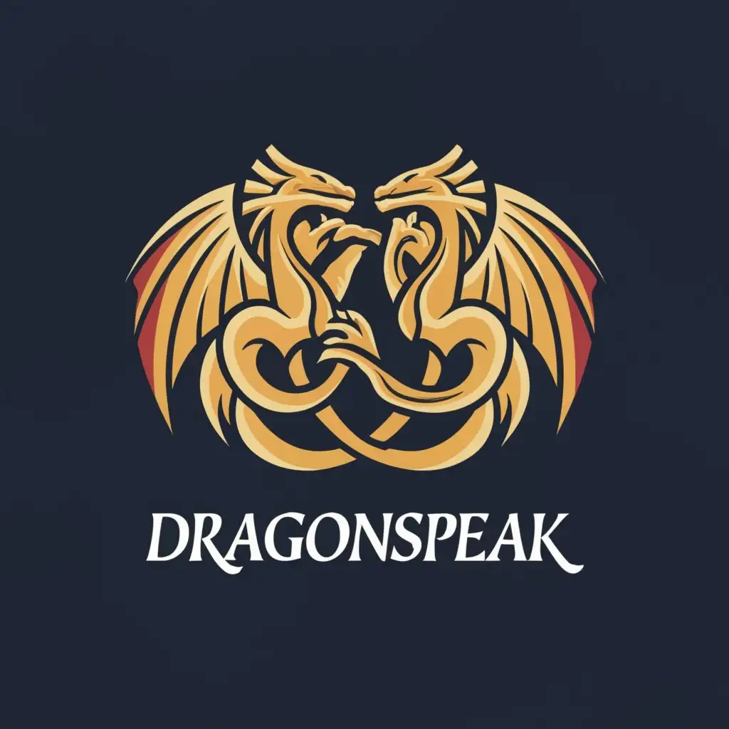 LOGO-Design-For-Dragonspeak-Twin-Dragons-Emblem-on-Clean-Background