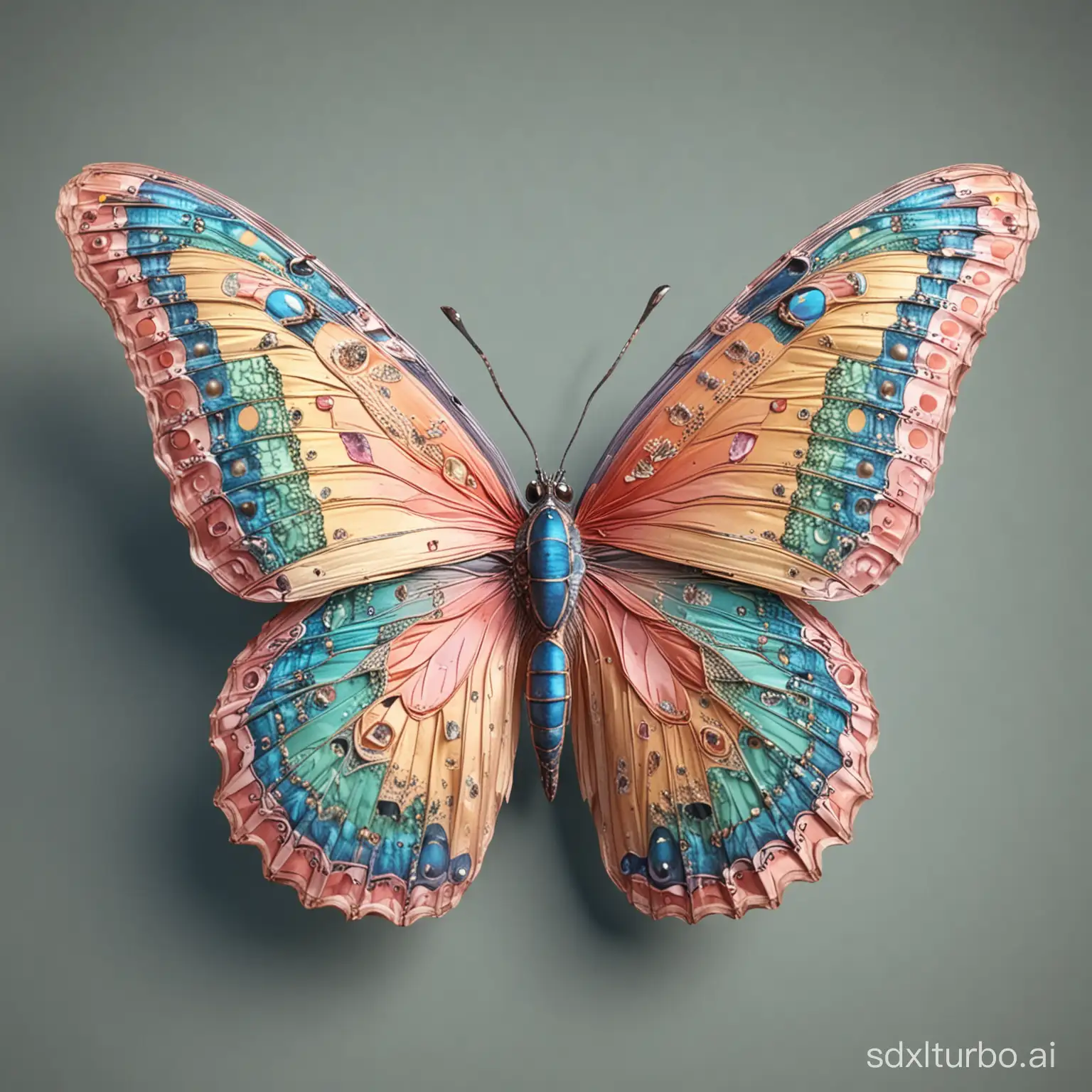 Vibrant-Butterfly-Sculpture-in-3D-Perspective