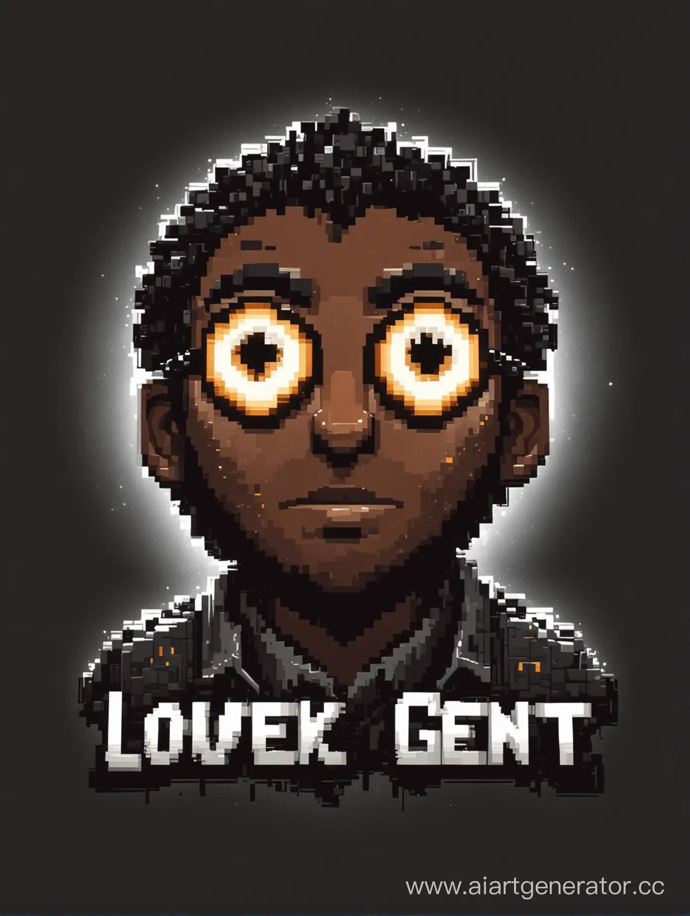 Pixel-Art-Logo-Loveck-Gent-with-Glowing-White-Eyes-on-Black-Background