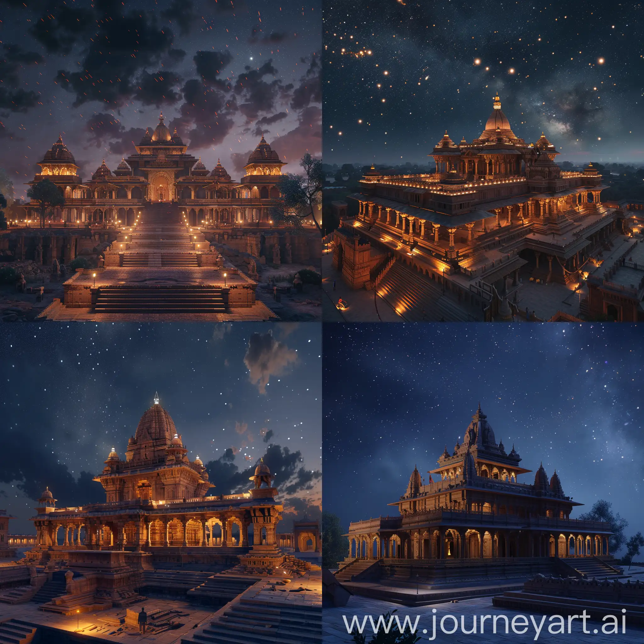 Ayodhya ram mandir night view, cinematic,8k