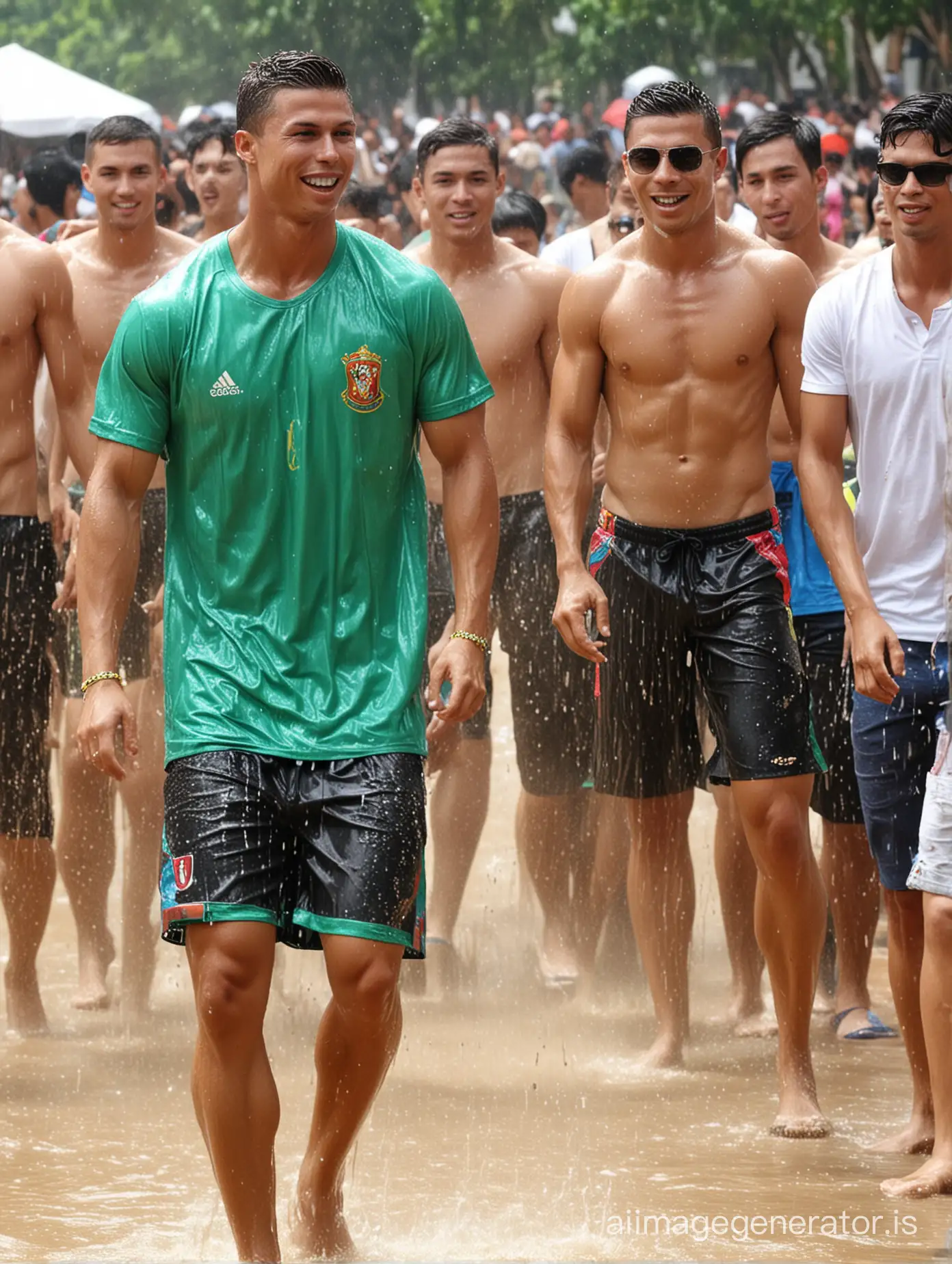 Christiano Ronaldo play Songkran in Thailand