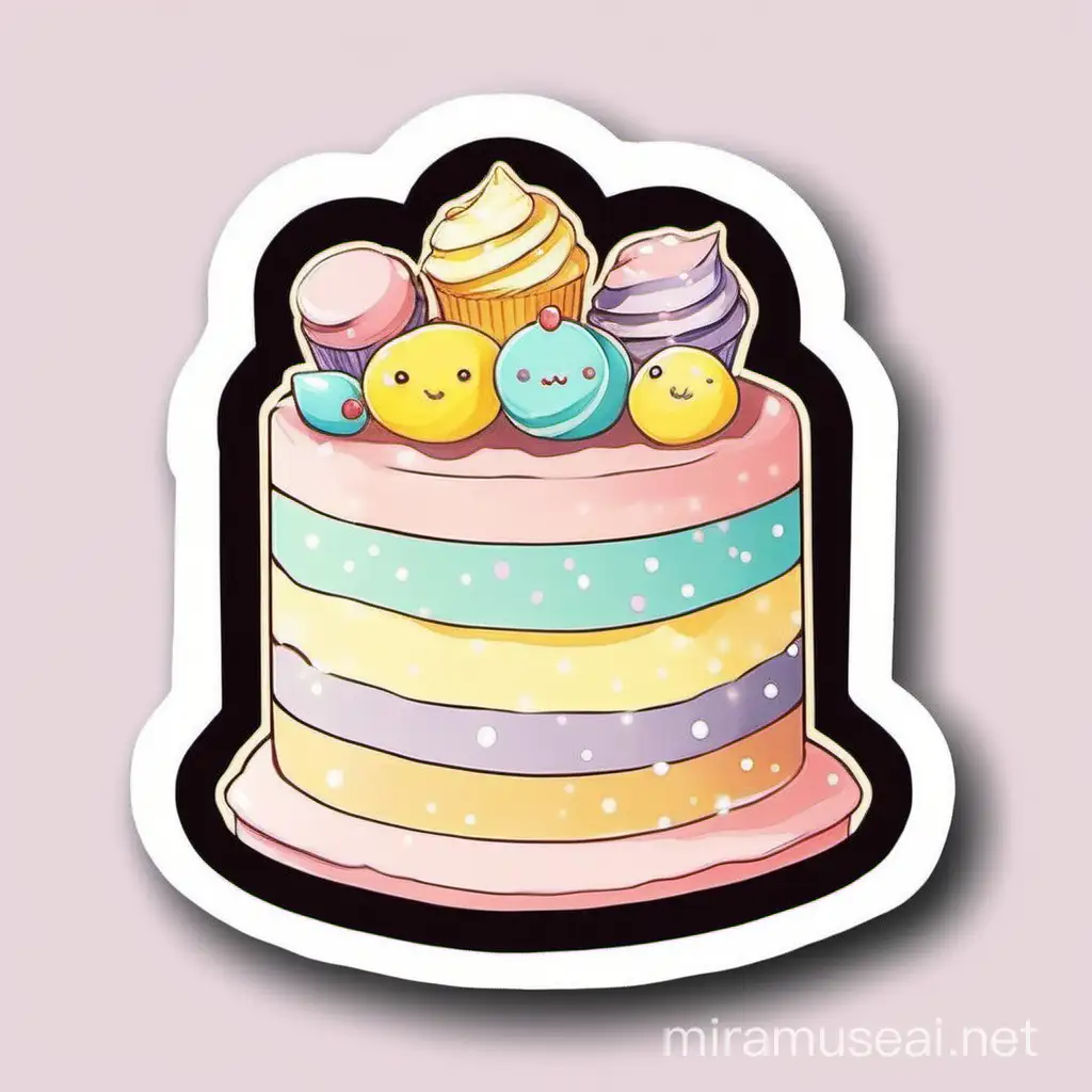 Adorable Sticker Cake in Soft Pastel Colors