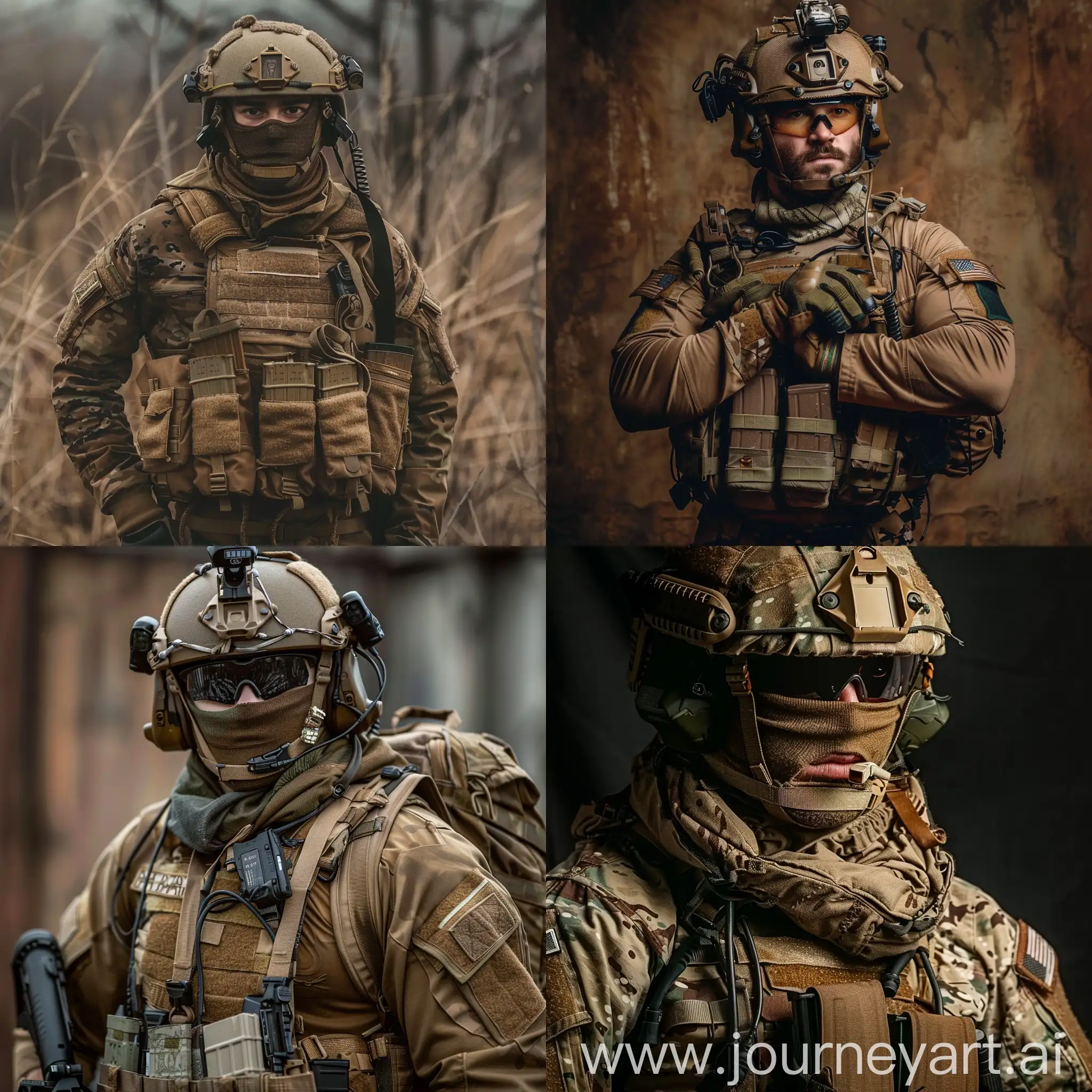 Soldier of special forces in brown loadaut