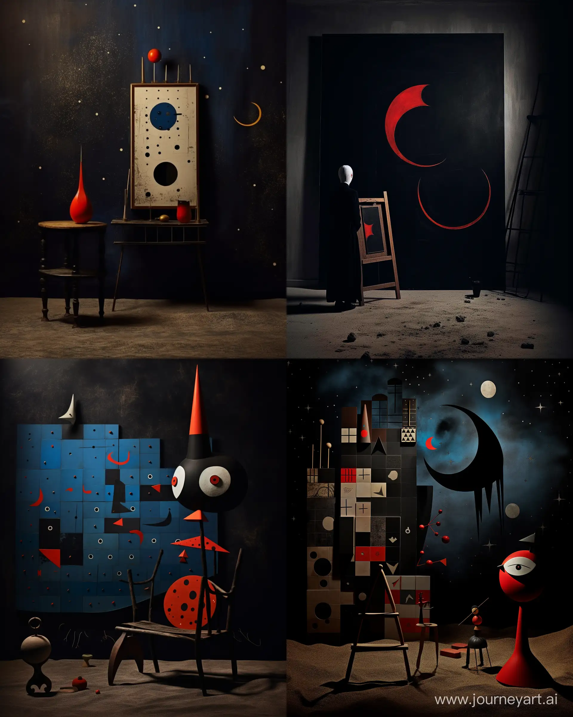 joan miro designed a staged photography with dark atmosphere  --ar 4:5