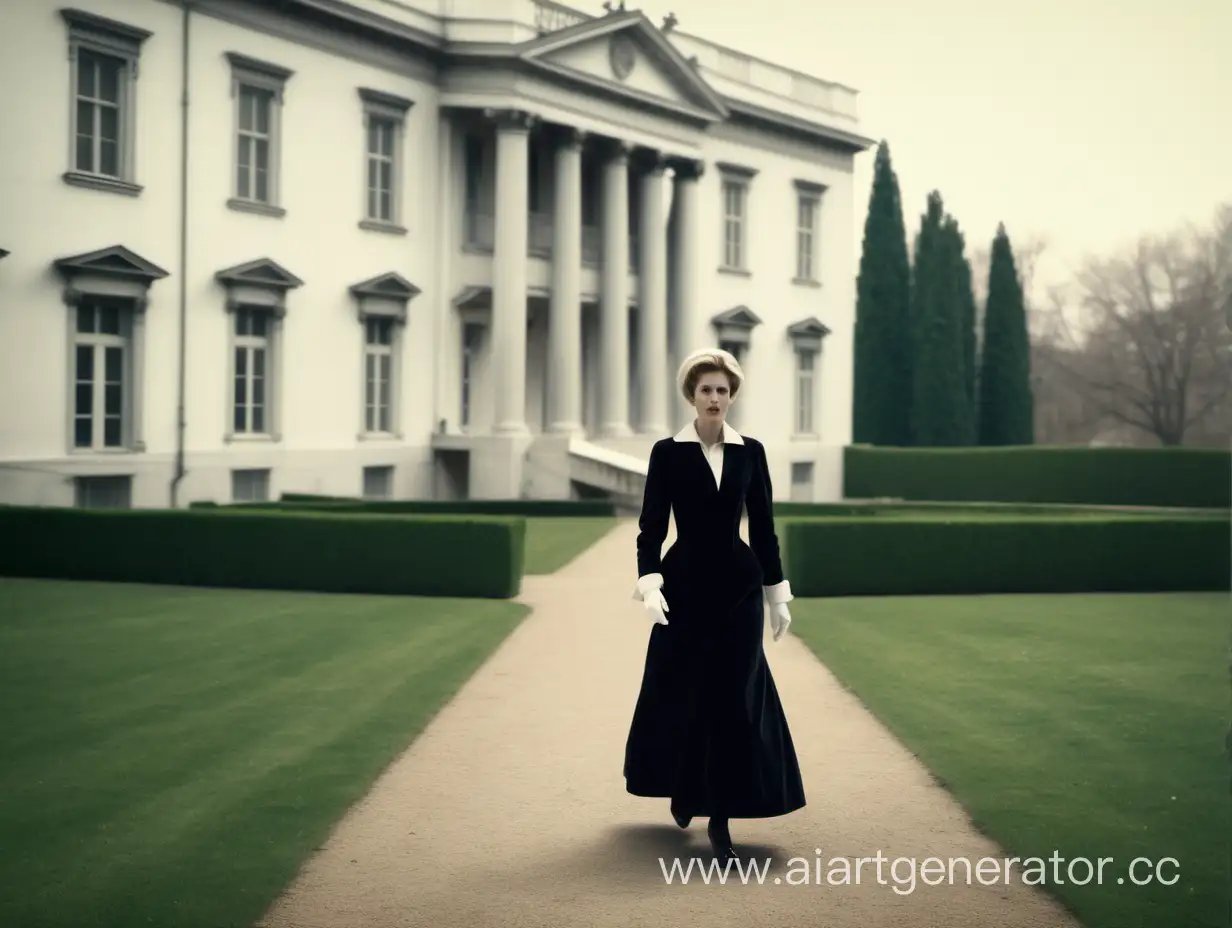 Elegant-Countess-Strolling-in-Classical-Garden-Setting